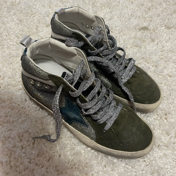 Golden Goose Mid Star Green Glitter Sz. 36 - Picture 10 of 14